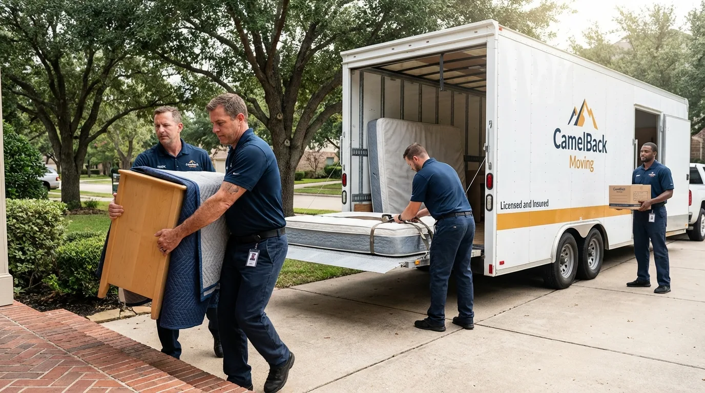 Crew loading residential truck for cross-state move from Platte, SD