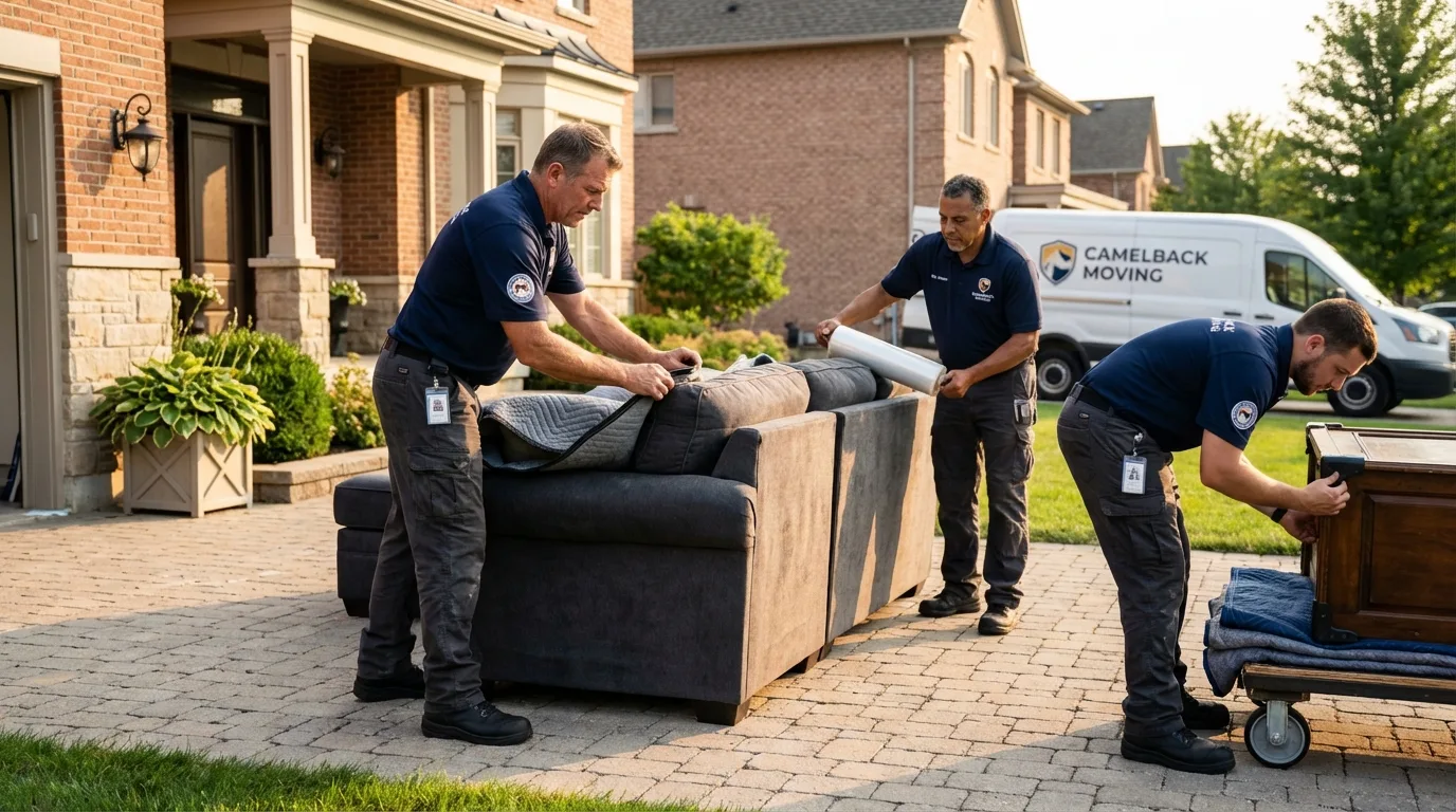 Large estate moving crew wrapping furniture in Platte, SD